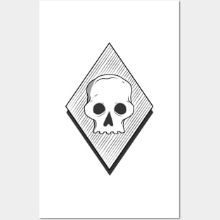 Skull logo chest print, black and white Posters and Art